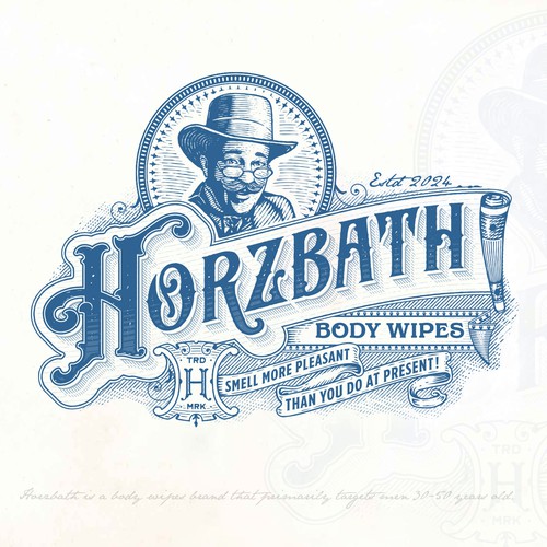 Old-school design with the title 'Horzbath Body Wipes'