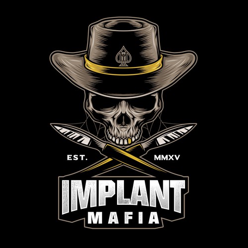 Vector logo with the title 'IMPLANT MAFIA'
