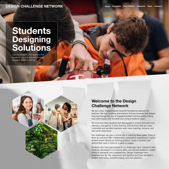 Testimonials design with the title 'DCN Helps Students and Teachers Engage With Design Challenges'