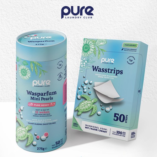 Envelope design with the title 'Logo & Packaging Designs for Laundry Detergent Sheets Brand'