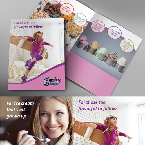 Ice cream design with the title 'The Curious Creamery'