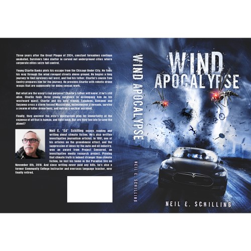 Dystopian book cover with the title ''Wind Apocalypse' book cover'