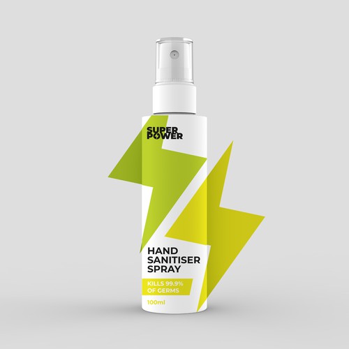Mockup packaging with the title 'Hand Sanitiser Spray'