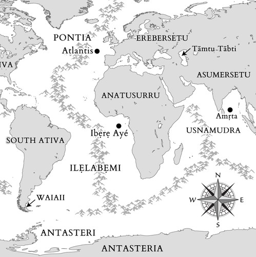 Map design with the title 'Fantasy map of Earth's sea floor for ebook'