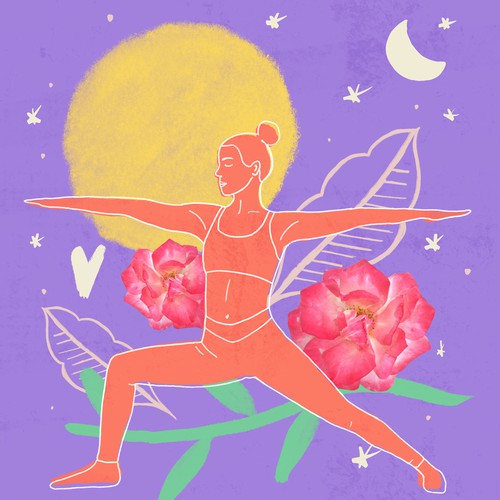 Collage artwork with the title 'Warrior Pose'