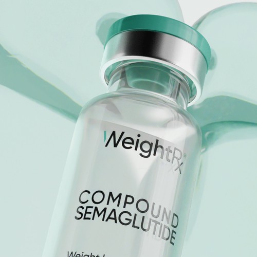 Pharmaceutical label with the title 'Weight loss minimalist medical pharmaceutical label design'