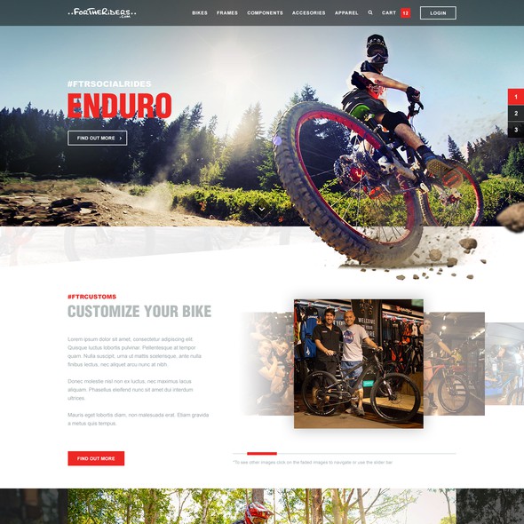 Bike website with the title 'For The Riders - Australias no.1 Mountain Bike Retailer'