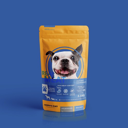 Animal packaging with the title 'Packing Real Meat'