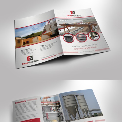 Tile design with the title 'Create a excellent brochure for granite quarrying, manufacturing and trading comapny'