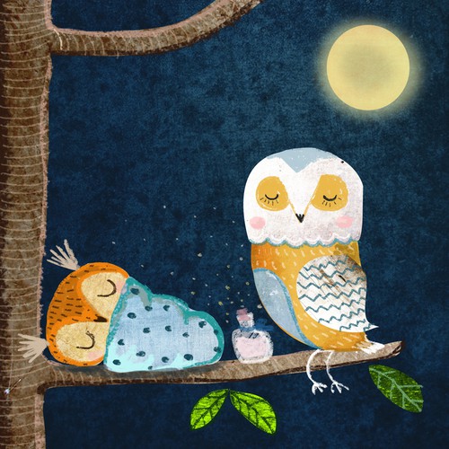 Cute artwork with the title 'pretty owls'