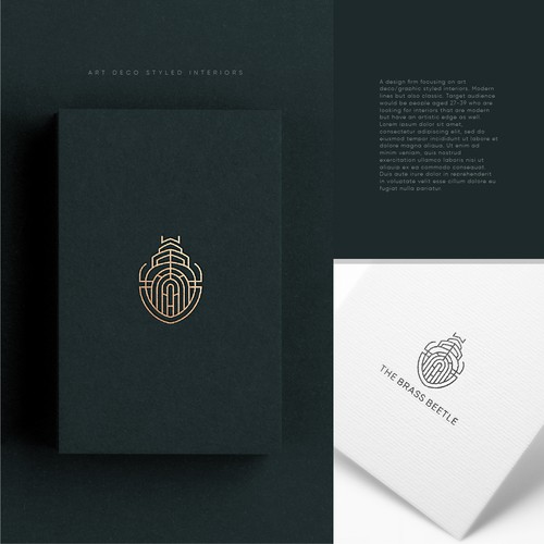 Art Deco design with the title 'Art Deco Brass Beetle'