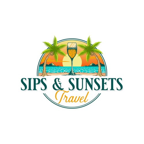 Coco logo with the title 'Sips & Sunsets Travel'
