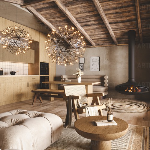 Architecture design with the title '3d Render - Interior Design'