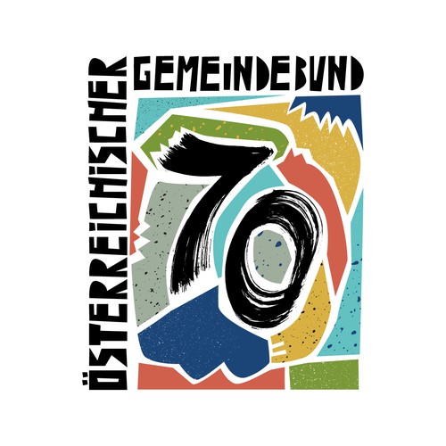 Typography artwork with the title '70 years Austrian Association of Municipalities'