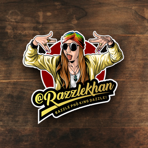 Sticker logo with the title 'razzlekhan illustration logo'