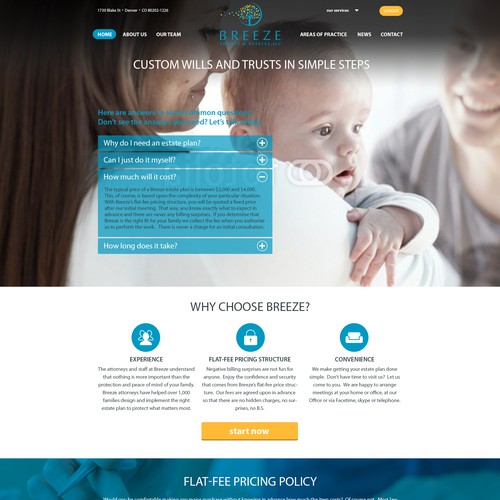 Parallax design with the title 'Webdesign for a boutique law firm'