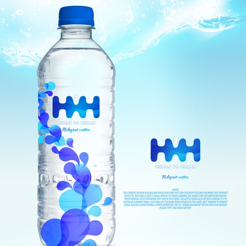 Water label with the title 'H2H logo and label design'