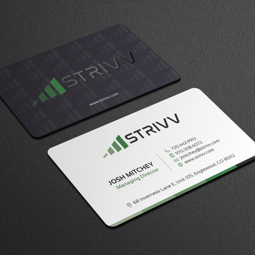 Spot UV design with the title 'Business Card Design For Strivv'