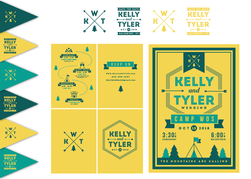 Camp design with the title 'Wedding Invitation'