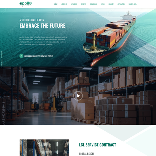 Network website with the title 'Homepage design for a logistics network'