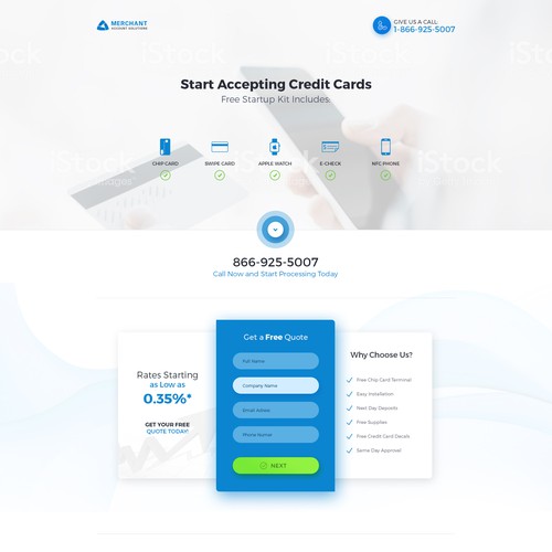 Credit card design with the title 'Landing Page'