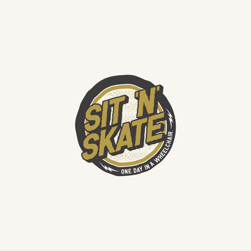 Wheelchair design with the title 'Sit 'N' Skate Logo Design'