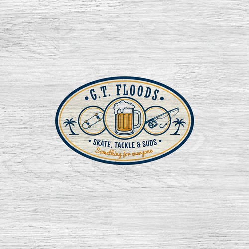 Skate logo with the title 'Skate, Beer and Fishing'