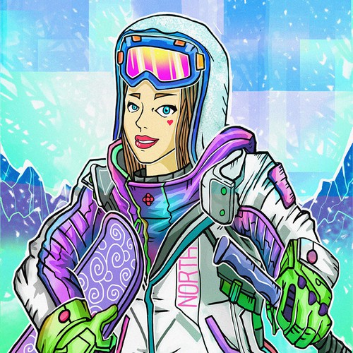 Blue artwork with the title 'girl version of nft art entry'