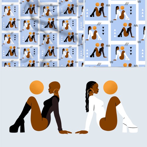 Style illustration with the title 'Stylish African woman pattern'