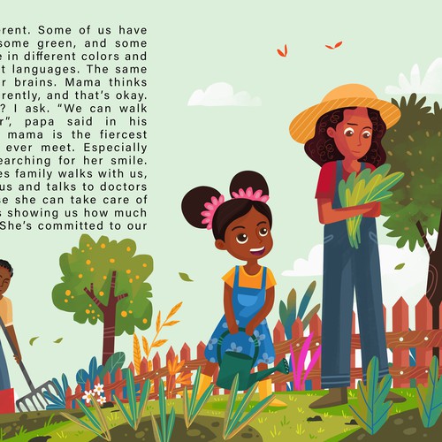 Children's book artwork with the title 'Mama's Smile page 5 '