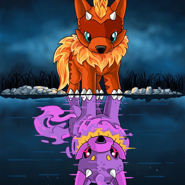 Wolf artwork with the title 'Rarelands Evolution Illustration'