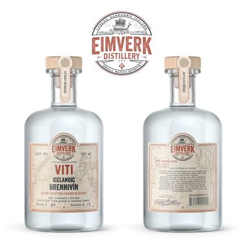 Pencil design with the title 'Aquavit. Brennivin label design'