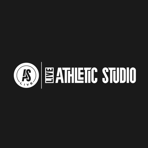 Athletic logo with the title 'Logo For A Modern Fitness App ATHLETIC STUDIO LIVE'