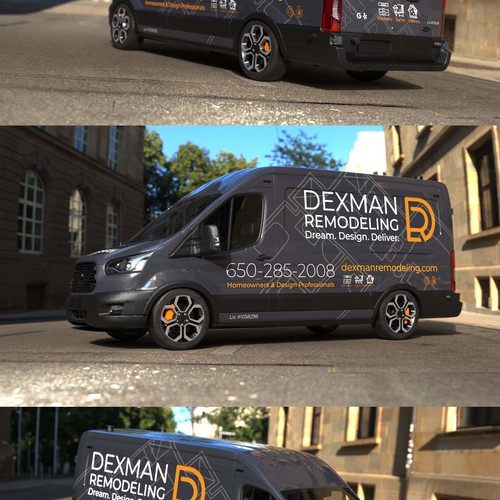 Transit design with the title 'Van wrap - remodeling company'