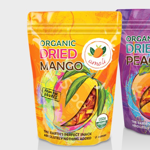 Watercolor packaging with the title 'Dried Fruits'