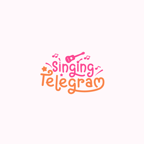 Singer logo with the title 'Singing telegram logo'