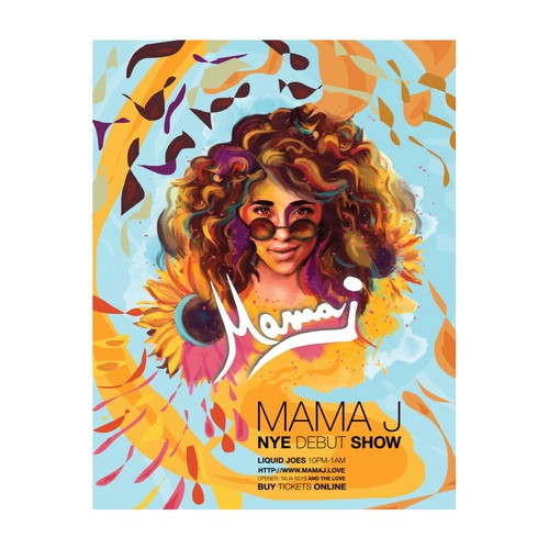 Concert design with the title 'Mama J show poster'