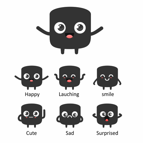 Emoticon artwork with the title 'Amazing Marvin - character design'