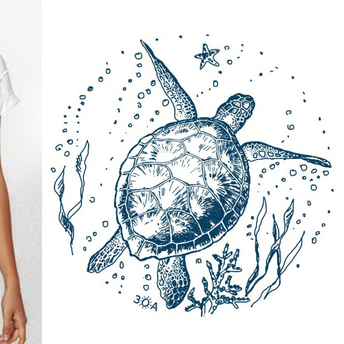 Fashion t-shirt with the title 'SEA TURTLE illustration design'