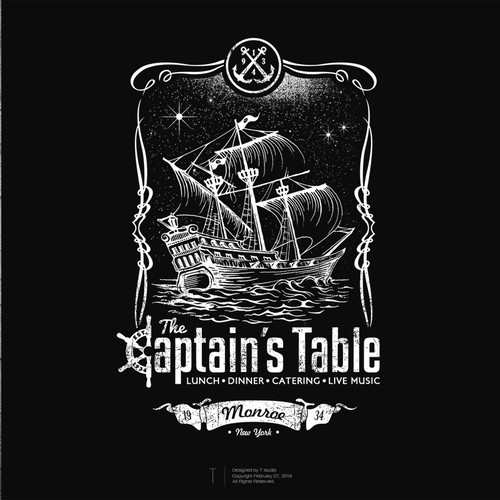 Restaurant t-shirt with the title 'The Captain Table'