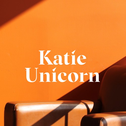 Unicorn logo with the title 'Logo Design - Katie Unicorn'