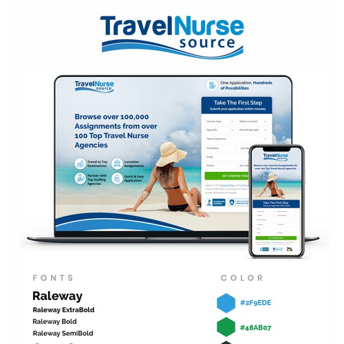 Nurse design with the title 'Landing Page- Travel Nurse Source'