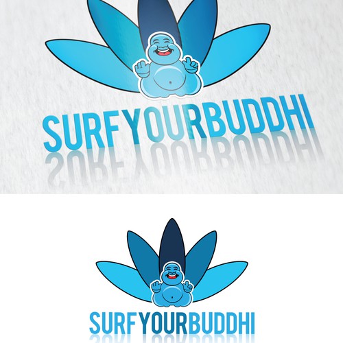 Buddha logo with the title 'Surf Your Buddhi - Lifestyle, Health and Well-Being Coach - Logo Design'