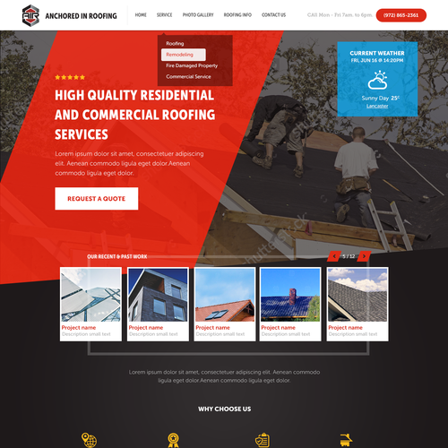 Home website with the title 'Roofing'