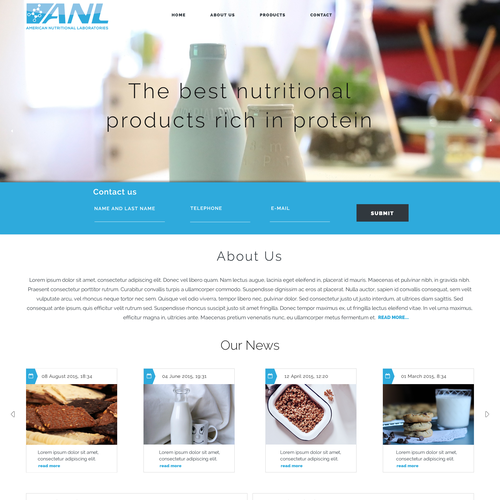 Rich design with the title 'Landing page design for American Nutritional Laboratories'