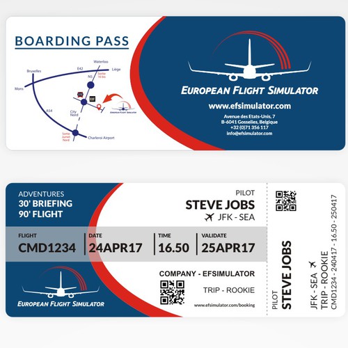 Ticket design with the title 'Restyling present for EFSimulator'