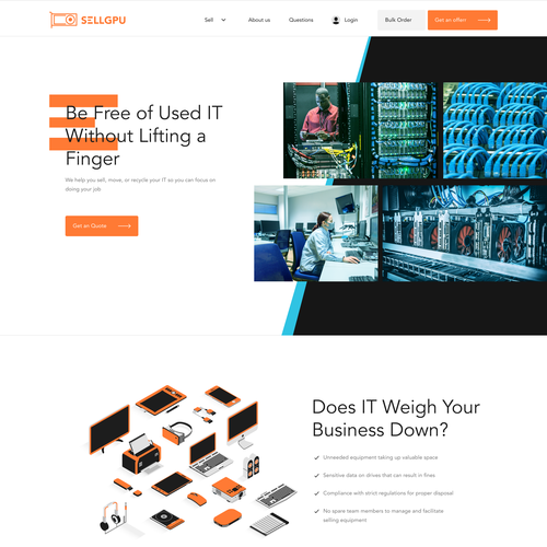 Server design with the title 'Used IT Landing page'