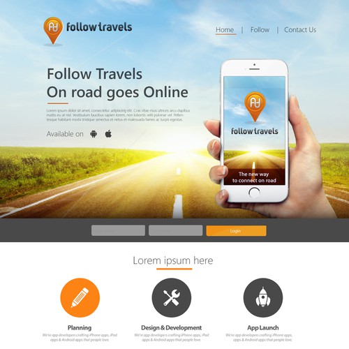 Site design with the title 'Landing Page and App'