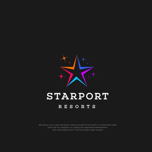 Shiny logo with the title 'StarPort Resorts LOGO'