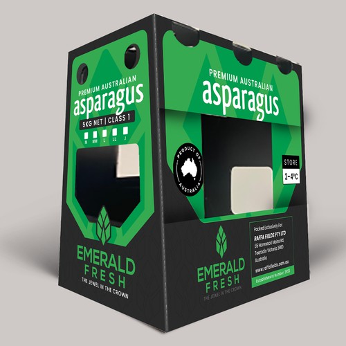 Creative packaging with the title 'Asparagus Box Design'